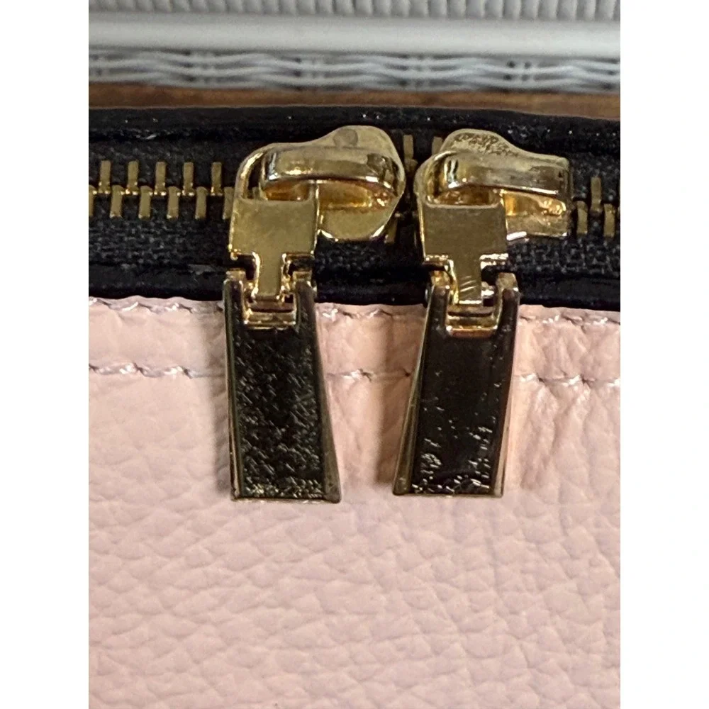 Vera Pelle Italy Pink Black Pebbled Leather Dome Satchel Handbag Gold Hardware